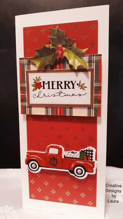 Christmas Holiday Card with Red Truck 