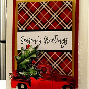 Loving the Red Plaid Stripes Matching My Die Cut Red Truck!