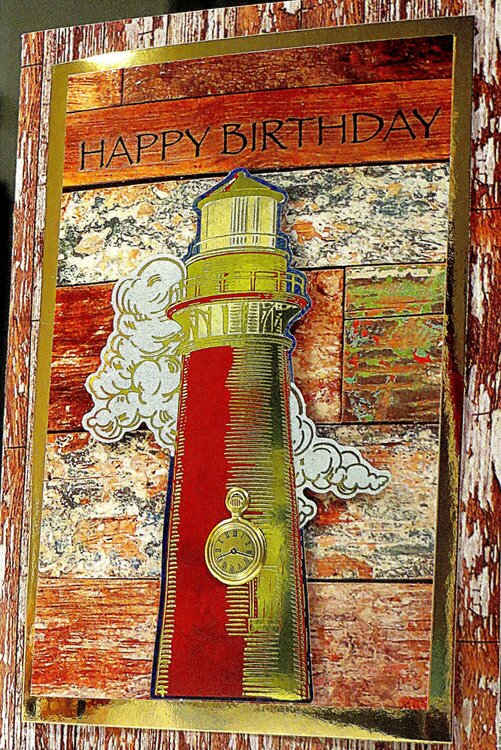 Lighthouse Layered on the Multicolor Woodgrain Cardstock