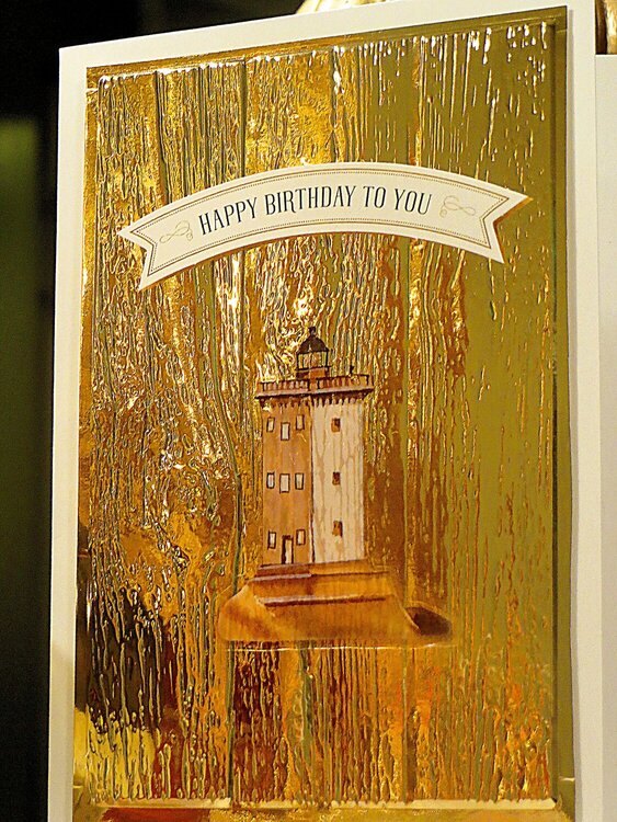 Enjoying Lighthouse and 3D Embossing Gold Background