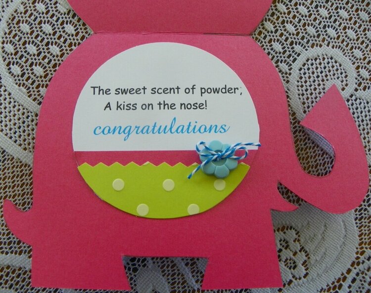 Inside Elephant baby shower card