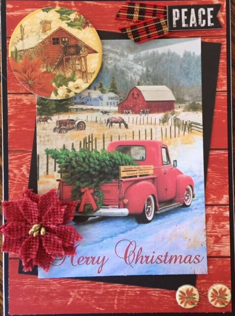 Barn and truck Christmas card