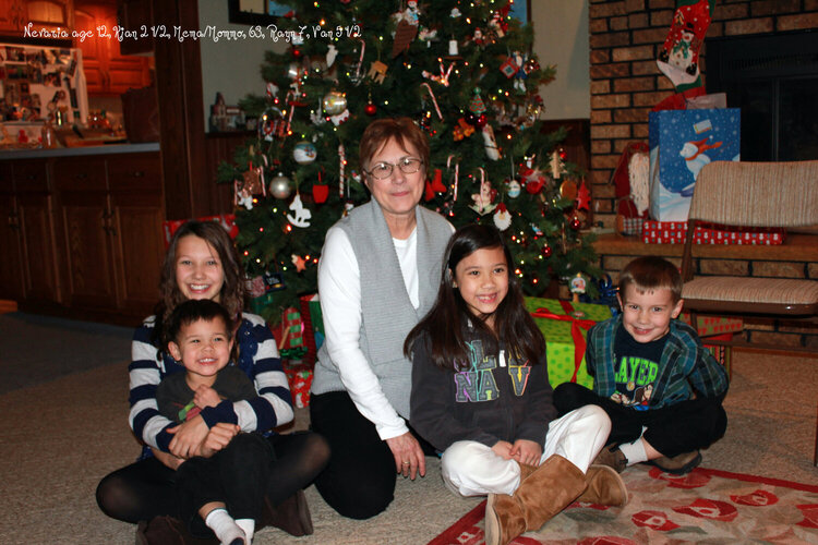 My four Grandchildren and me Christmas 2011