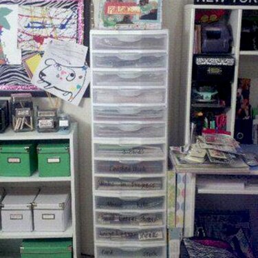 Sterilite Drawers. My favorite brands and kits are stored here.