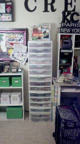Sterilite Drawers. My favorite brands and kits are stored here.
