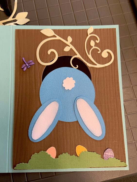 Blue Bunny Butt Easter Card