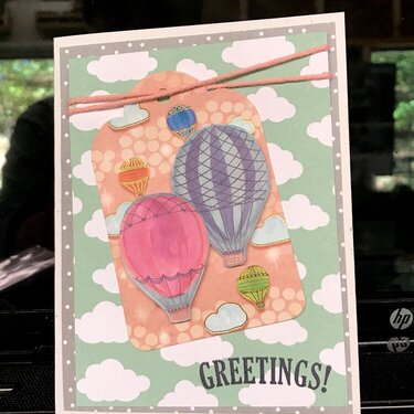 Greetings Hot Air Balloon Tag Card