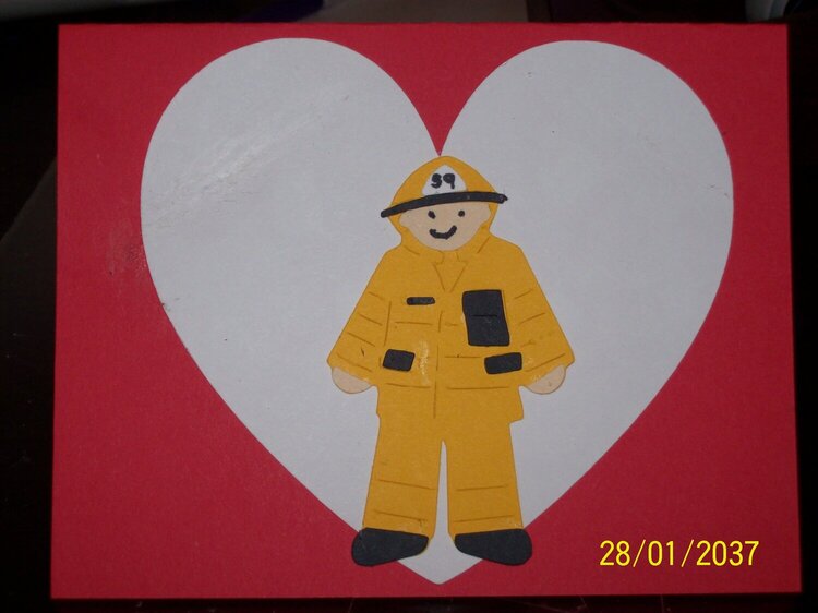 Kyles anniversary card with a cricut firefighter
