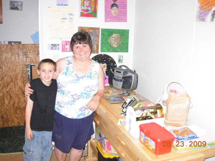 Israel and mommy in craftroom