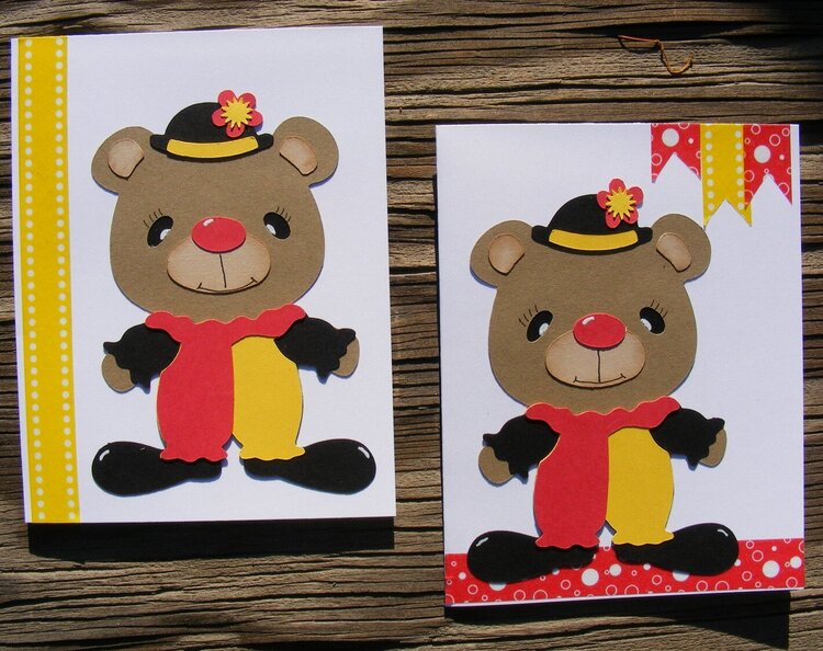 cards for kids - teddy bear clown