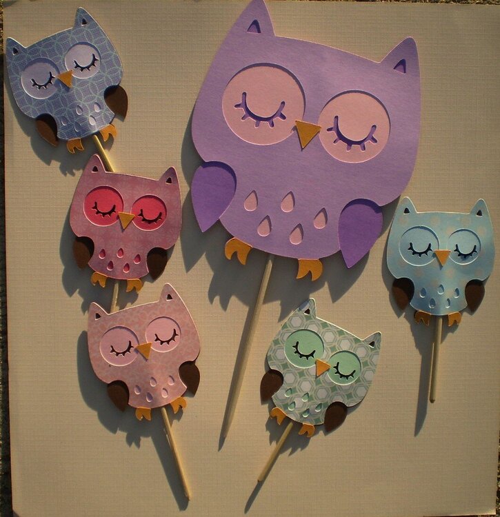 Owl cupcake and cake topper