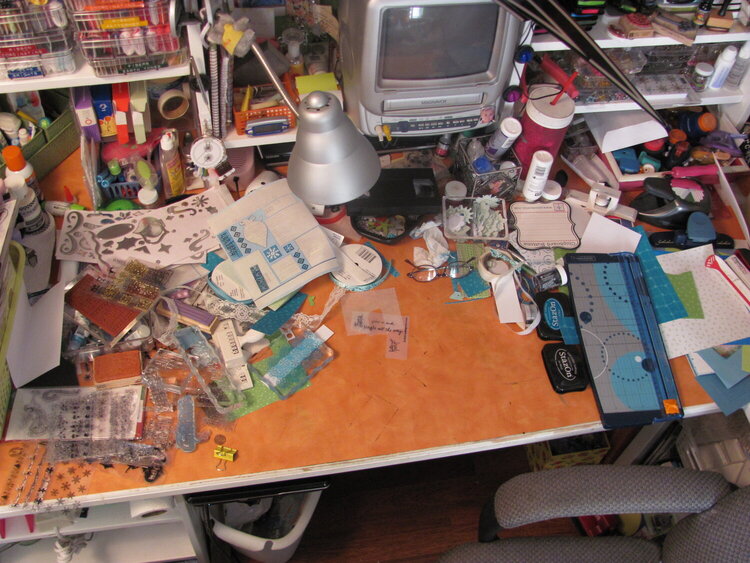 The after math war zone of my desk after cardmaking. LOL!!!