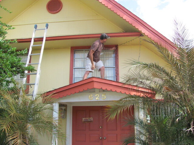 Tony taking down the lights
