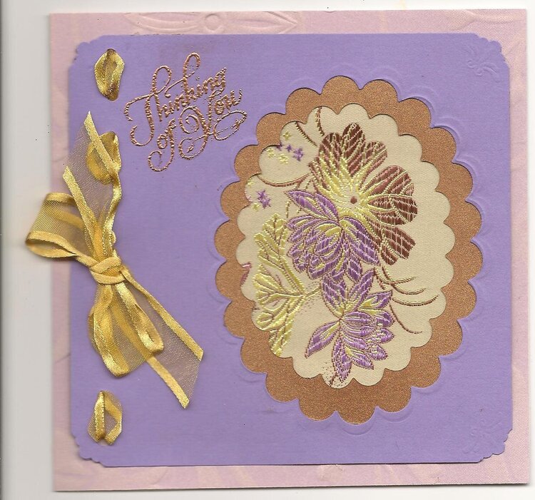 Satin Fabric card Lavender &amp; bronze