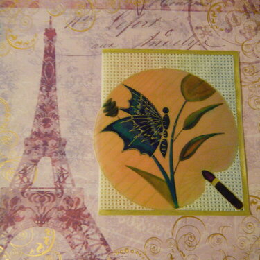 Oriental fan parchment paper card