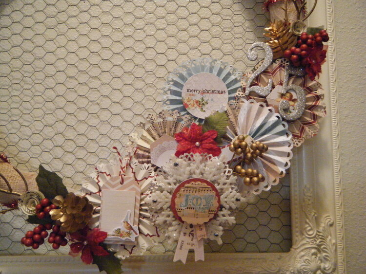 Burlap and Paper Rossettes Christmas Wreath