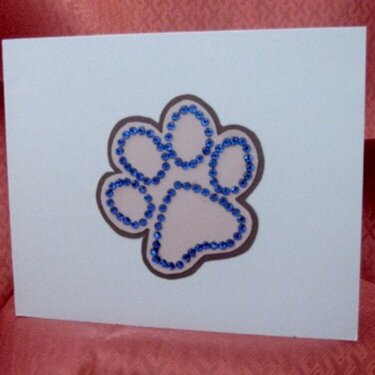 Rhinestone Paw Print Note Card