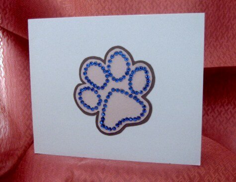 Rhinestone Paw Print Note Card