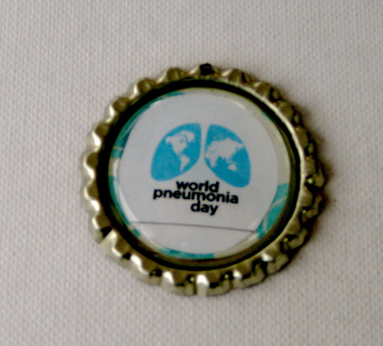 Bottle cap pendant for World Pneumonia Day