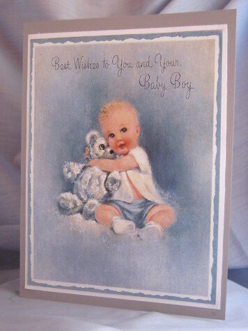 Vintage Best Wishes New Baby Boy - Front
