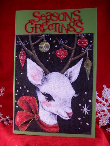 Season&#039;s Greeting Reindeer &amp; Ornaments Card