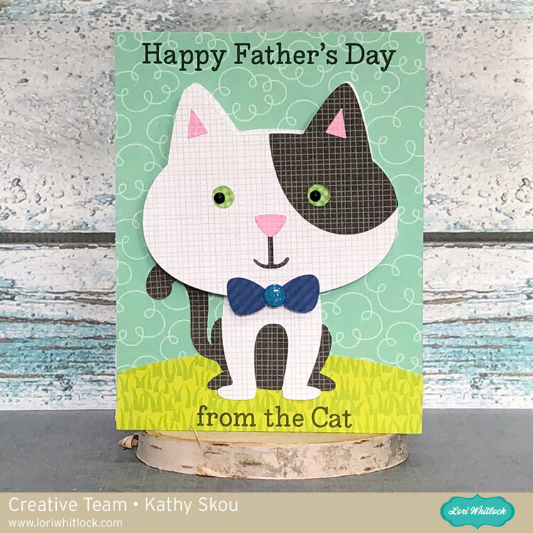 Lori Whitlock:  Cat Bobble Head Card - Father&#039;s Day