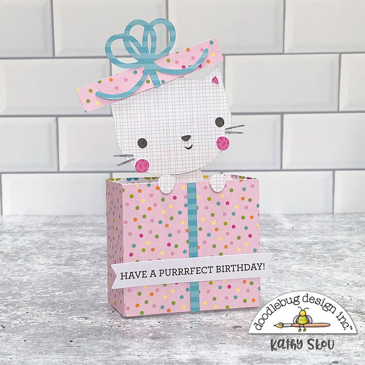 Doodlebug Design | Hey Cupcake Cat in Present Box Card