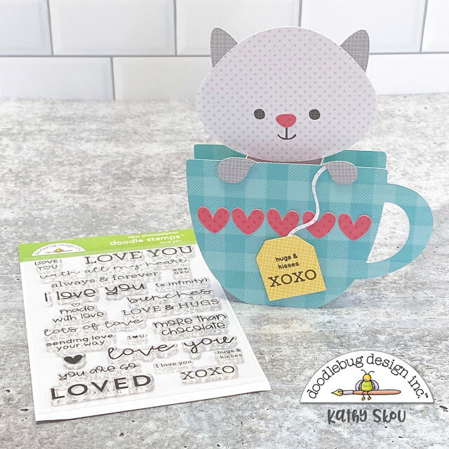Doodlebug Design | Kitten in a Cup Box Card