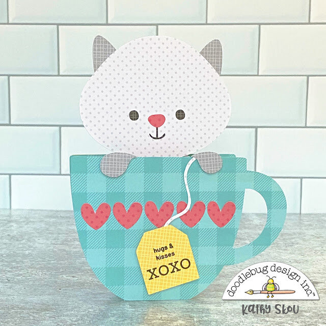 Doodlebug Design | Kitten in a Cup Box Card