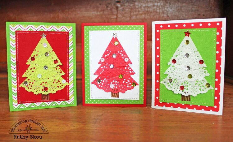 *** Doodlebug Design *** Doily Tree Christmas Cards