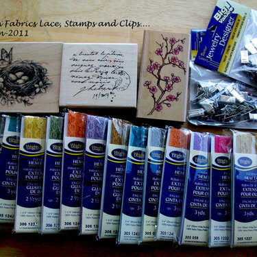 Lace, Stamps and clips from JoAnn Fabrics...