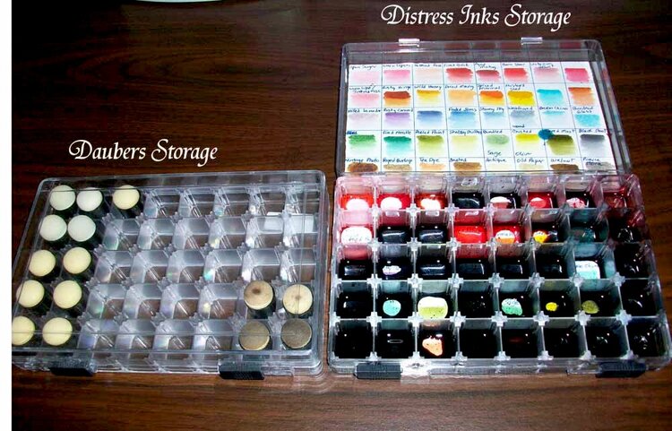 Daubers and Distress Inks Storage.