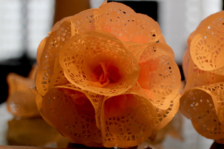 Paper doilies hanging decorations