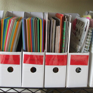 Magazine, paper, stencil and sticker storage.