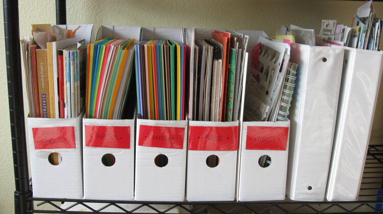 Magazine, paper, stencil and sticker storage.