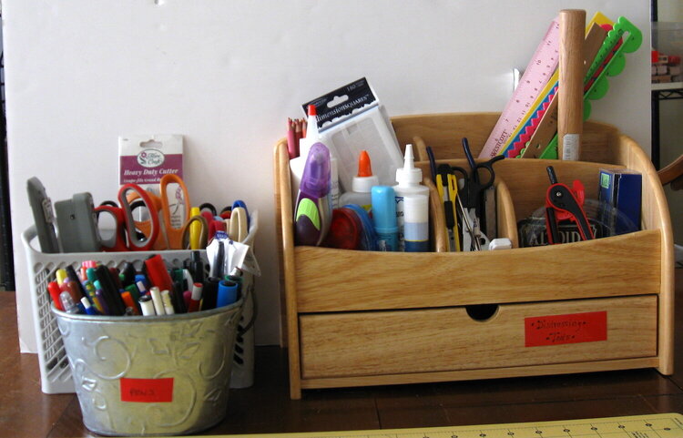 New desk caddy and pen, tool holders.