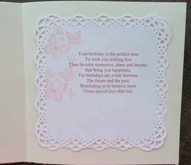 Inside of birthday card