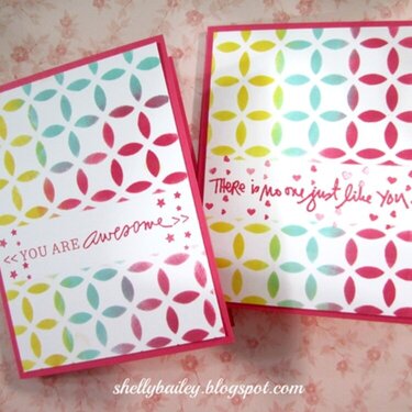 Stenciled Cards with matching 3x4 PL cards