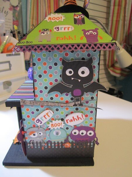 Altered Wooden Bird House for Halloween