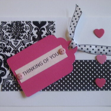 Black, White and Pink &quot;Thinking of you&quot; card