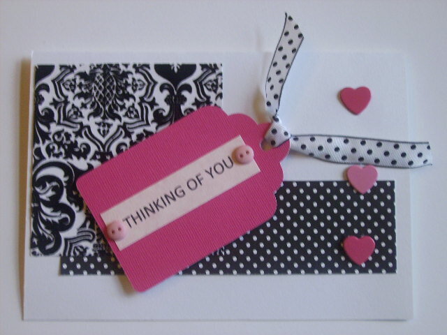 Black, White and Pink &quot;Thinking of you&quot; card