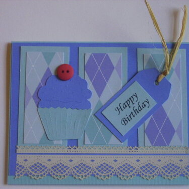 Blue cupcake birthday card