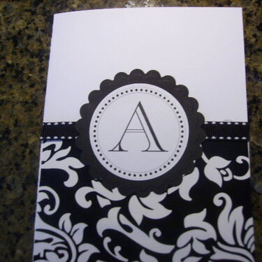 Monogram note card closeup