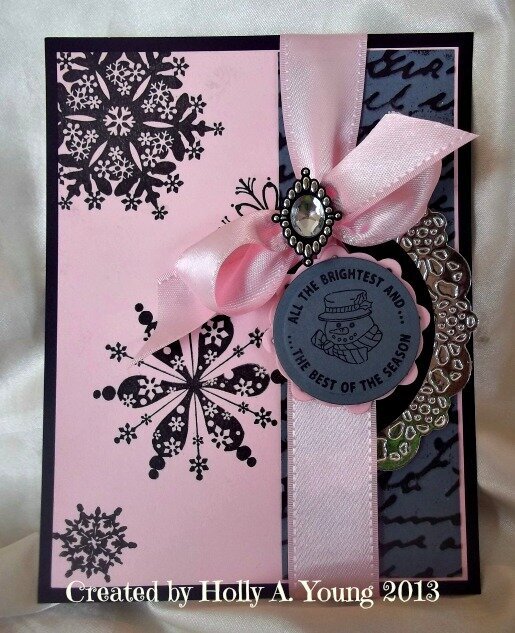 Pink, Gray and Black Christmas card