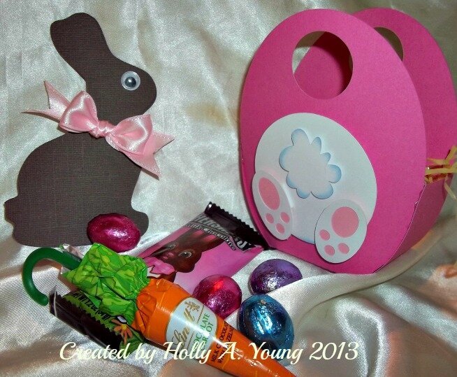 Egg totes contents with Chocolate bunny card