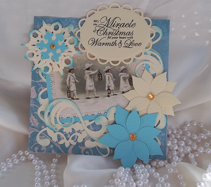 Blue and cream Christmas card