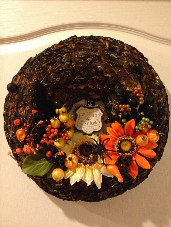 Halloween coffee filter wreath :)