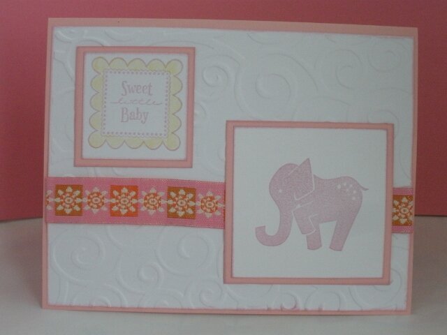Pink Elephant Baby Card
