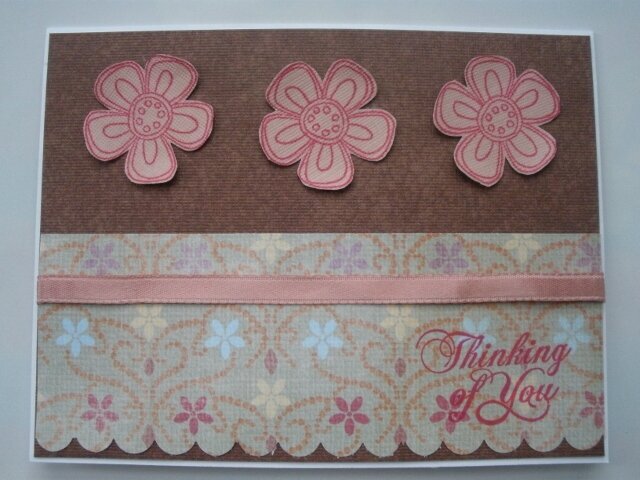 Pink Flowers Thinking of You Card