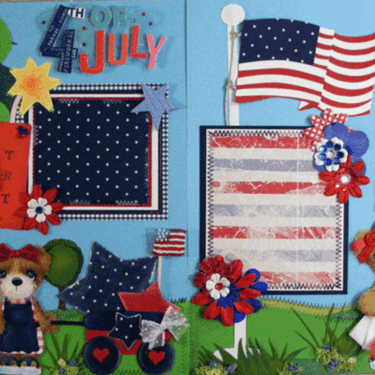 July 4th Tear Bear Premade Scrapbook Pages Lilly-G
